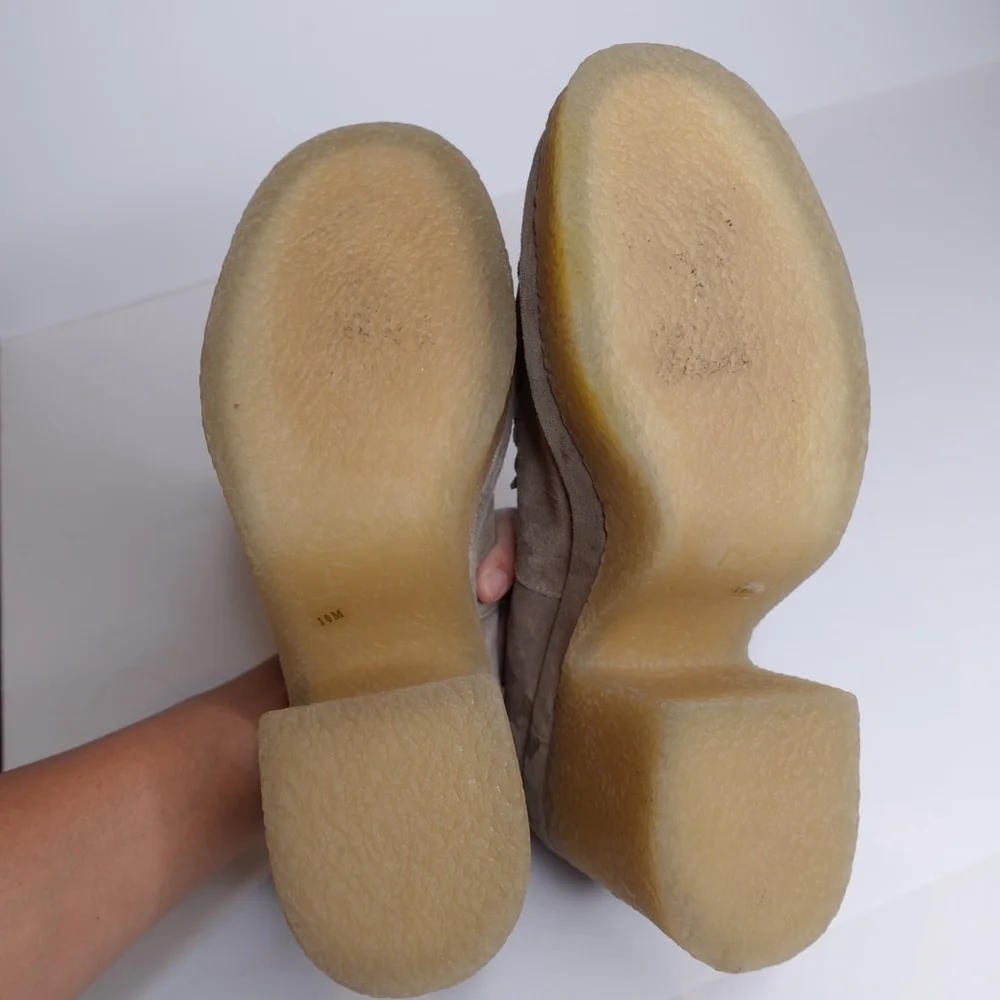 Marc Fisher Lina Platform Suede Loafers Natural Brown Women's Shoes Size 10M